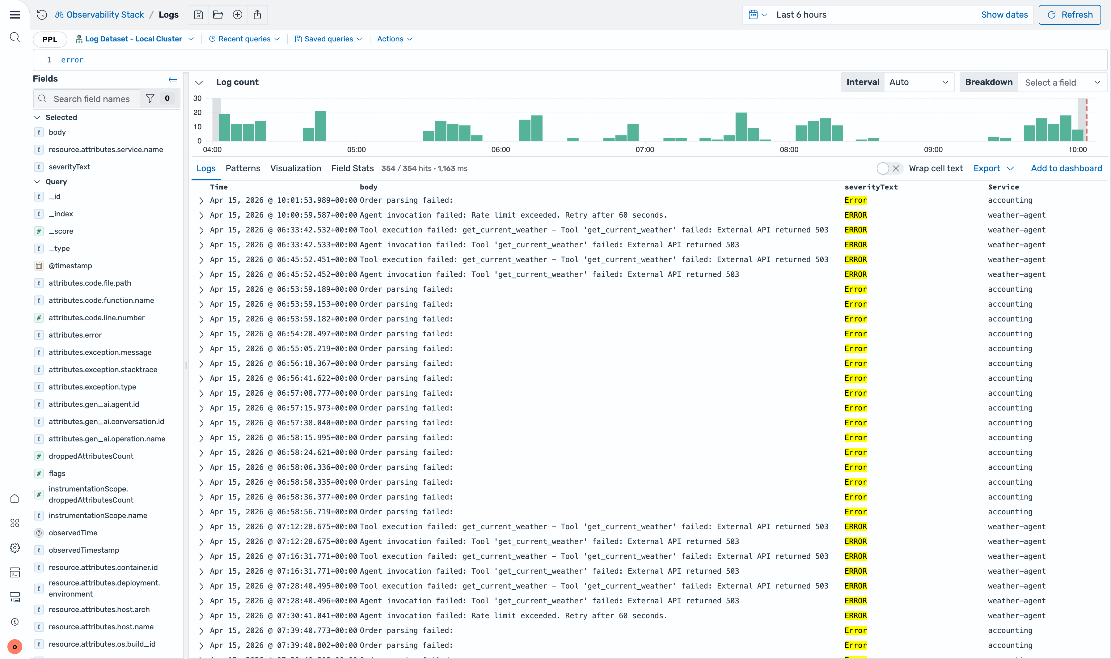 Free-text search in PPL — type a term and search, just like Lucene